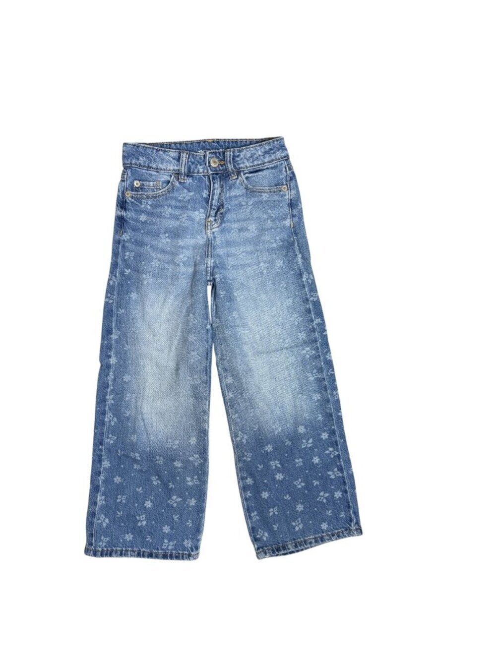 Thereabouts High Rise Extra Wide Leg Jeans Girls Size 6X Flower Denim